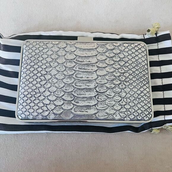 Henri Bendel Party Box - Python - Silver - NWT - Picture 1 of 5